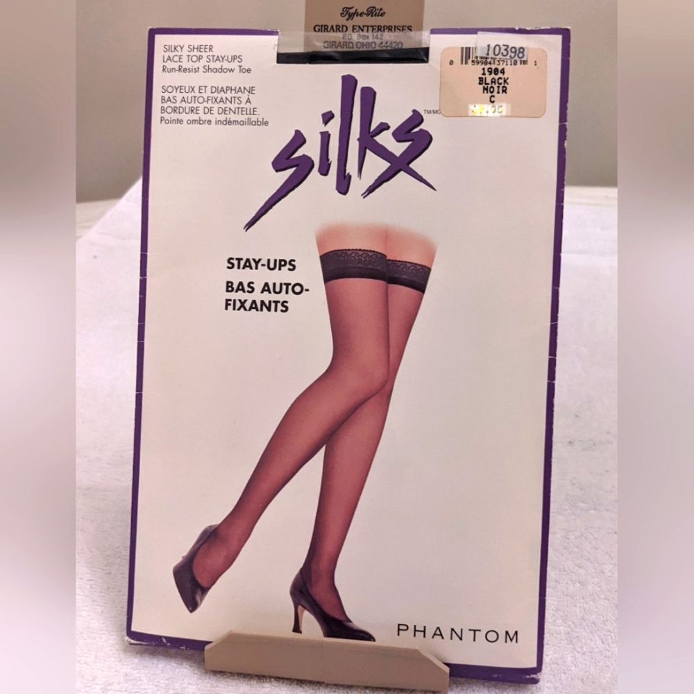 SILKS Silky Sheer Lace Top Stay-Ups in Black, Size C, by Phantom